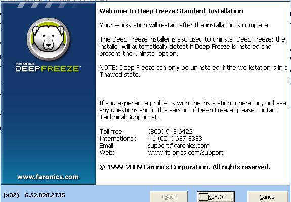 Deep freeze server standard serial